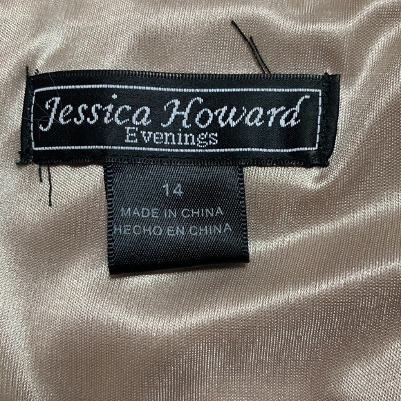 Jessica Howard Evenings tan Sleeveless Faux Gemstone Dress - Picture 12 of 13